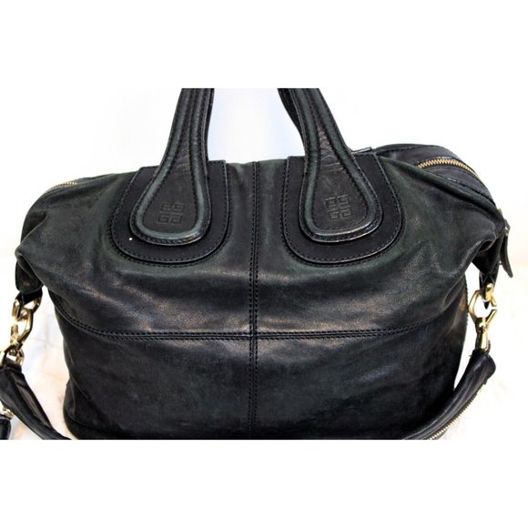 Givenchy Nightingale Black Leather Bag Satchel Bag Removable Strap Pockets - Picture 6 of 12